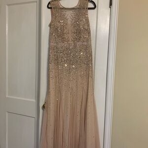 Elegant Beige Sleeveless Gown